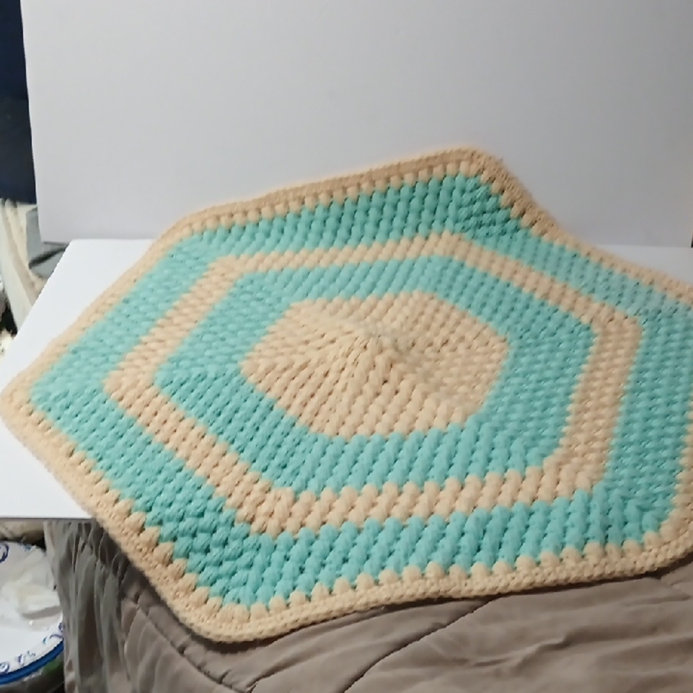 Handmade Crochet Hexagon Blanket Table Topper
